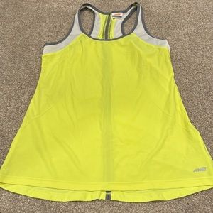 Avia tank top neon yellow gray & white women Sz Small